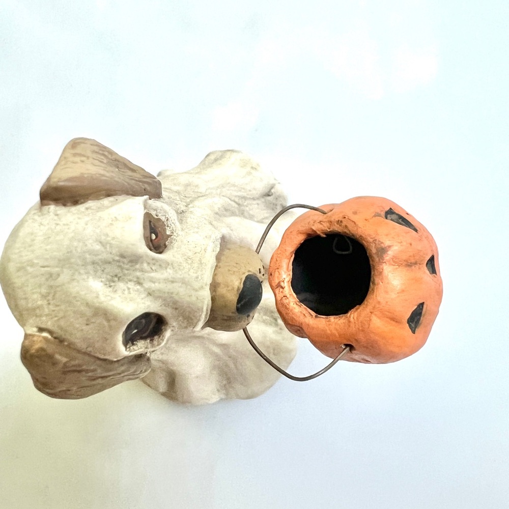 Bethany Lowe Spooky Halloween Ghost Dog with pumpkin Candy Bowl 3.5" Tall - Picture 7 of 10